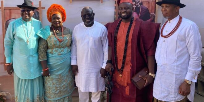 Rt.-Hon.-Francis-Waive-and-Wife-Governor-Sherrif-Oborevwori-groom-Dr.-Timothy-Waive-and-Senator-Ede-Dafinone-660x330